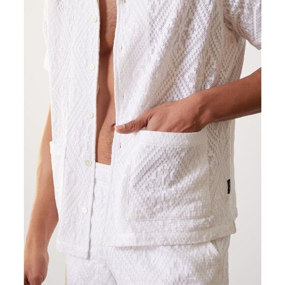 Todd Snyder Other - Todd Snyder Cotton Jacquard Guayabera Shirt White size M NWT $288